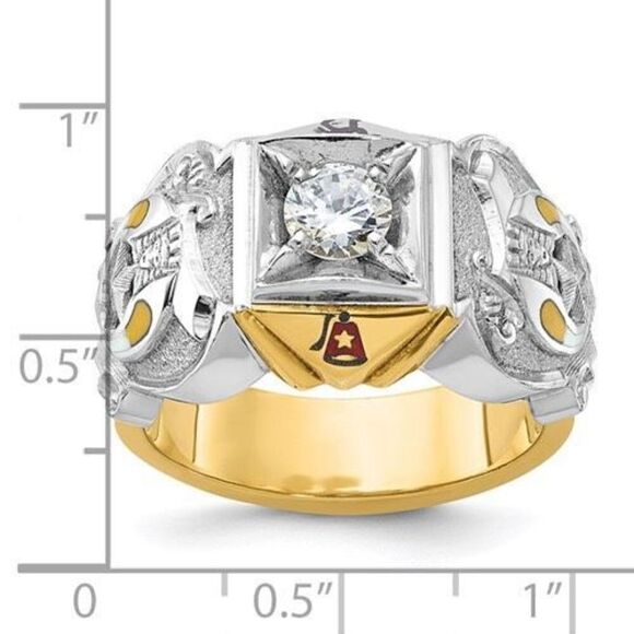 IBGoodman 14K Two-Tone Masonic Shriner’s Ring – 0.50ct Diamond, Size 10 - Picture 8 of 9